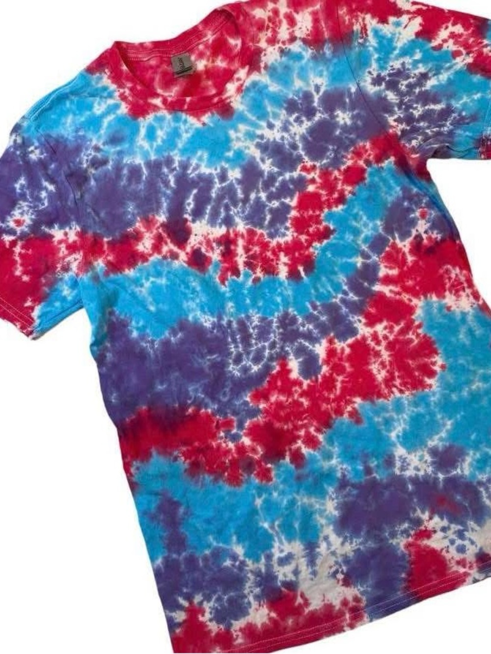 Gildan Tie-Dye Crewneck Tee in Red, Blue & Purple